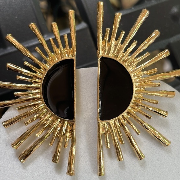 Zara Sun Radiant Gold Statement Stud Earrings - Picture 8 of 16